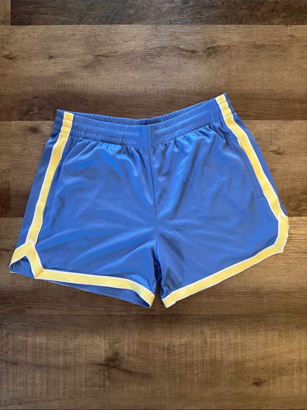 Abercrombie & Fitch Blue Athletic Shorts with Yellow Trim